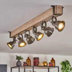 Lampes Industrielles-hofstein Plafonnier Pehefito Écru, Noir, 6 lumières