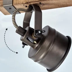 Lampes Industrielles-hofstein Plafonnier Pehefito Gris, Bois foncé, Noir, 4 lumières