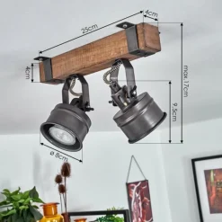 Lampes Industrielles-hofstein Plafonnier Pehefito Noir, 2 lumières