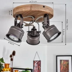 Lampes Industrielles-hofstein Plafonnier Pehefito Noir, 3 lumières