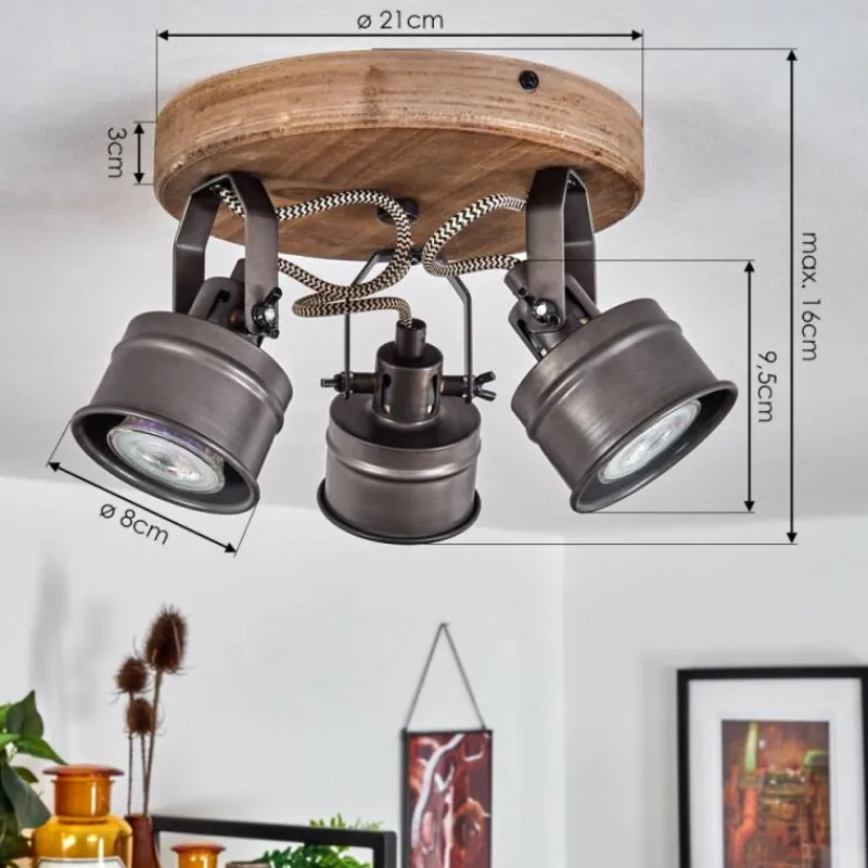 Lampes Industrielles-hofstein Plafonnier Pehefito Noir, 3 lumières