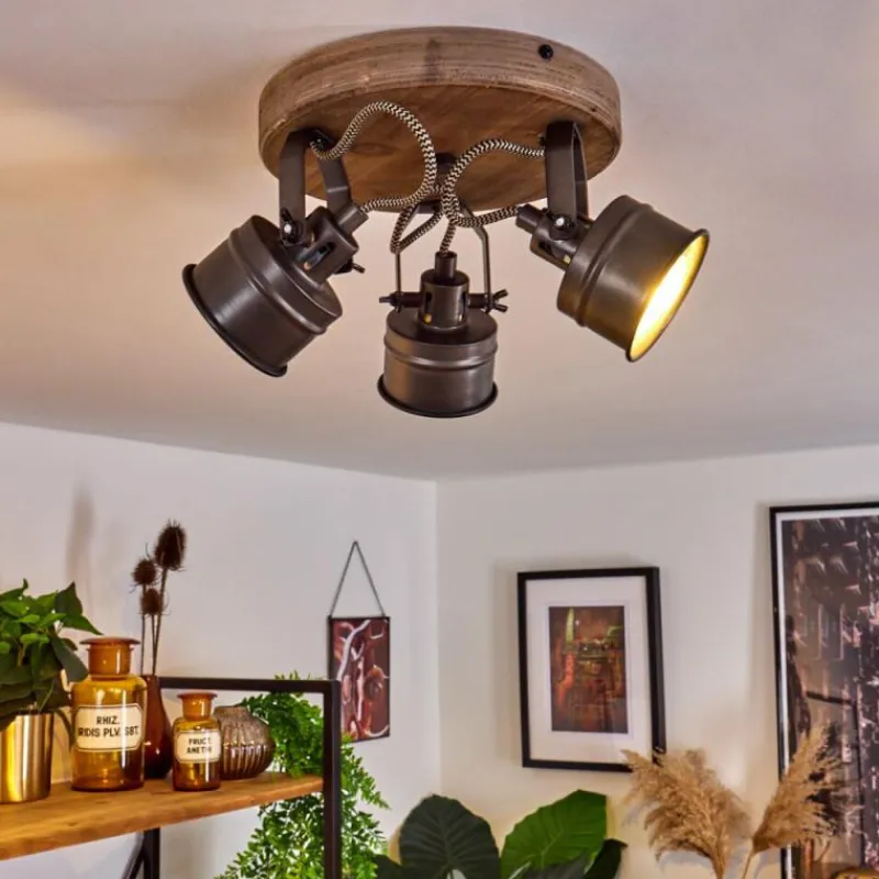 Lampes Industrielles-hofstein Plafonnier Pehefito Noir, 3 lumières