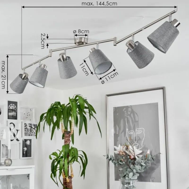 Lampes En Tissu-hofstein Plafonnier Peralonso Nickel mat, 6 lumières