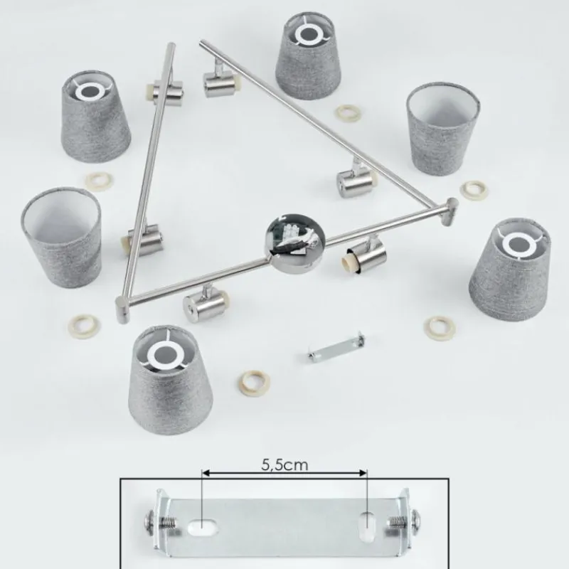 Lampes En Tissu-hofstein Plafonnier Peralonso Nickel mat, 6 lumières