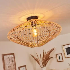 Style Boho-Chic-hofstein Plafonnier Peretola Noir, 1 lumière