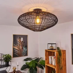 Style Boho-Chic-hofstein Plafonnier Peretola Noir, 1 lumière