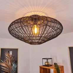 Style Boho-Chic-hofstein Plafonnier Peretola Noir, 1 lumière