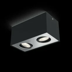 Luminaires Philips Plafonnier Philips Box LED Noir, 2 lumières* Spots Et Projecteurs