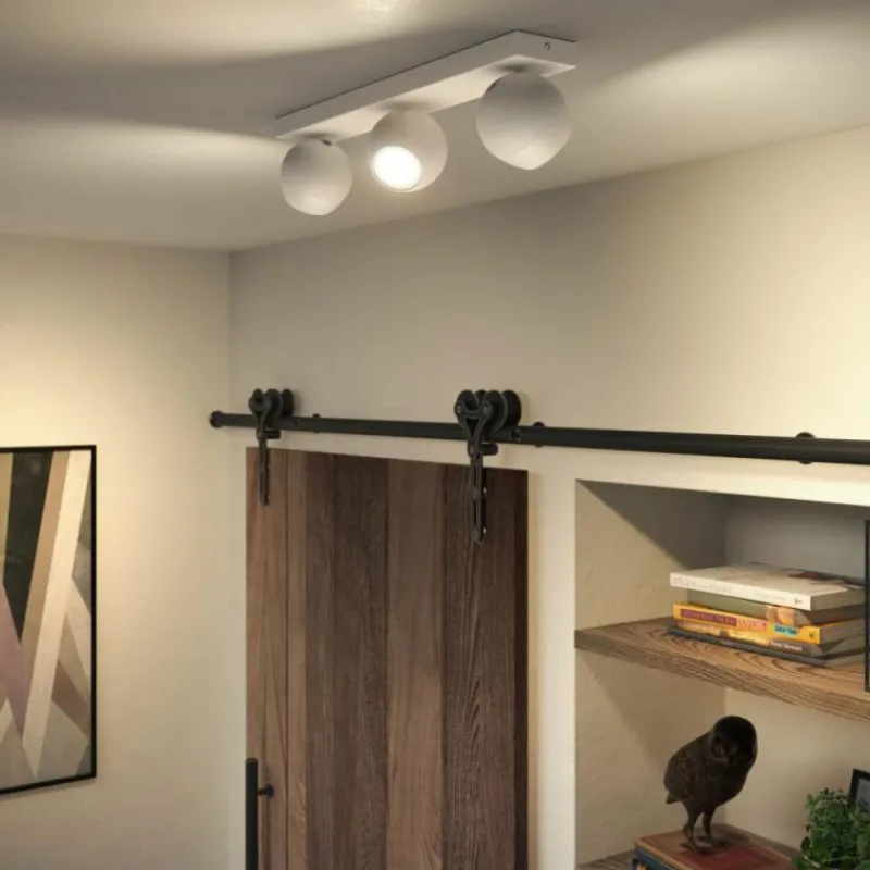 Luminaires Philips Plafonnier Philips Hue Buckram LED Blanc, 3 lumières, Télécommandes