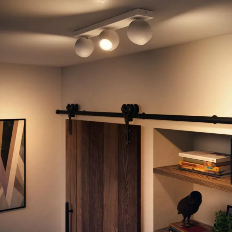 Luminaires Philips Plafonnier Philips Hue Buckram LED Blanc, 3 lumières, Télécommandes