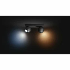 Luminaires Philips Plafonnier Philips Hue Buckram LED Noir, 2 lumières, Télécommandes