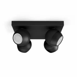 Luminaires Philips Plafonnier Philips Hue Buckram LED Noir, 4 lumières, Télécommandes