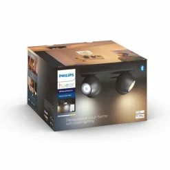 Luminaires Philips Plafonnier Philips Hue Buckram LED Noir, 4 lumières, Télécommandes