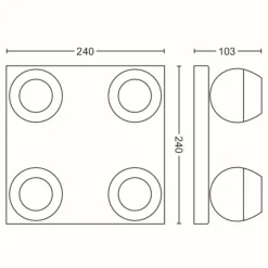 Luminaires Philips Plafonnier Philips Hue Buckram LED Noir, 4 lumières, Télécommandes