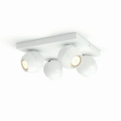Luminaires Philips Plafonnier Philips Hue Buckram LED Blanc, 4 lumières, Télécommandes