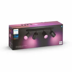 Luminaires Philips Plafonnier Philips Hue Fugato LED Noir, 4 lumières, Changeur de couleurs