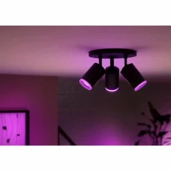 Luminaires Philips Plafonnier Philips Hue Fugato LED Noir, 3 lumières, Changeur de couleurs
