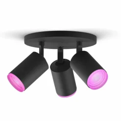 Luminaires Philips Plafonnier Philips Hue Fugato LED Noir, 3 lumières, Changeur de couleurs