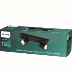 Luminaires Philips Plafonnier Philips myLiving Runner Noir, 2 lumières* Spots Et Projecteurs