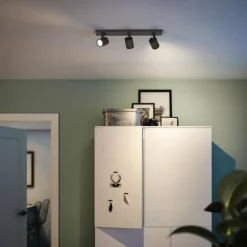 Luminaires Philips Plafonnier Philips myLiving Runner Noir, 3 lumières* Spots Et Projecteurs