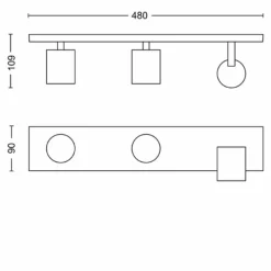 Luminaires Philips Plafonnier Philips myLiving Runner Noir, 3 lumières* Spots Et Projecteurs