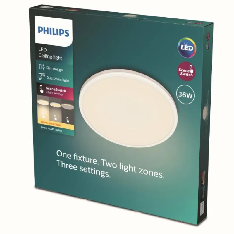 Luminaires Philips Plafonnier Philips Ozziet LED Blanc, 1 lumière* Éclairage Led
