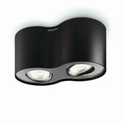 Luminaires Philips Plafonnier Philips Phase LED Noir, 2 lumières* Spots Et Projecteurs