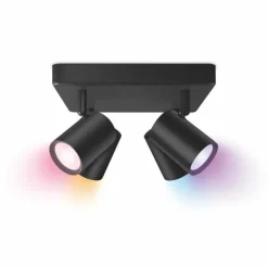 Luminaires Philips Plafonnier Philips WiZ IMAGEO LED Noir, 4 lumières, Changeur de couleurs