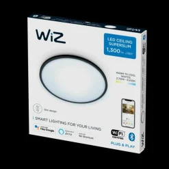 Luminaires Philips Plafonnier Philips WiZ Super Slim LED Noir, 1 lumière