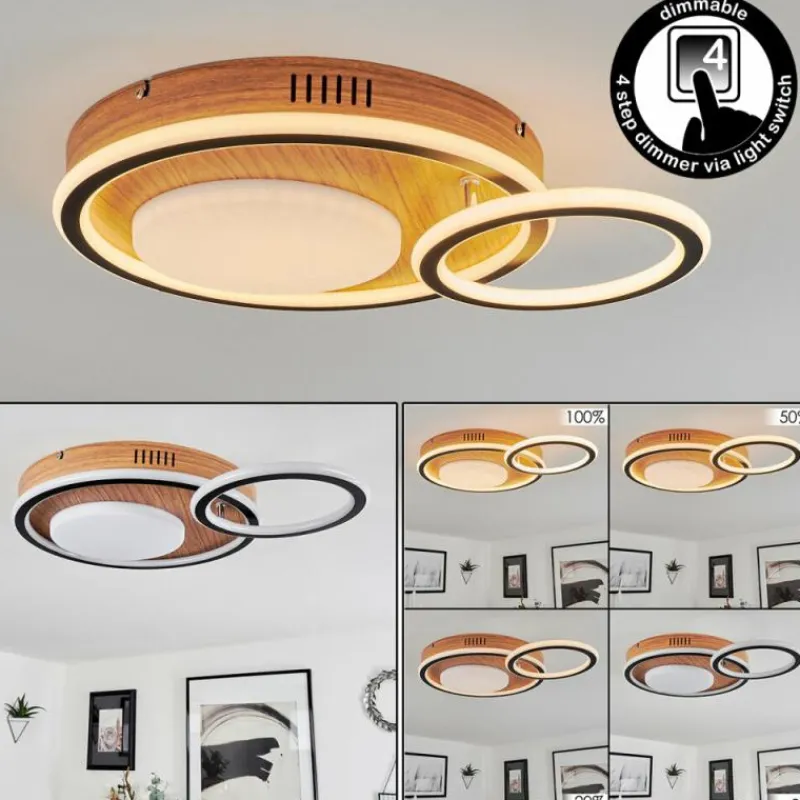 Luminaires Scandinaves-hofstein Plafonnier Phnhealu LED Brun, Couleur bois, 1 lumière