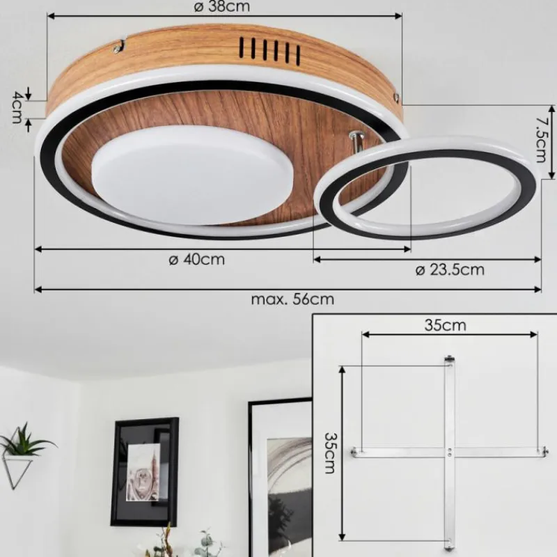 Luminaires Scandinaves-hofstein Plafonnier Phnhealu LED Brun, Couleur bois, 1 lumière