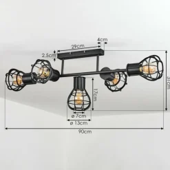 Lampes Industrielles-hofstein Plafonnier Pila Noir, 5 lumières