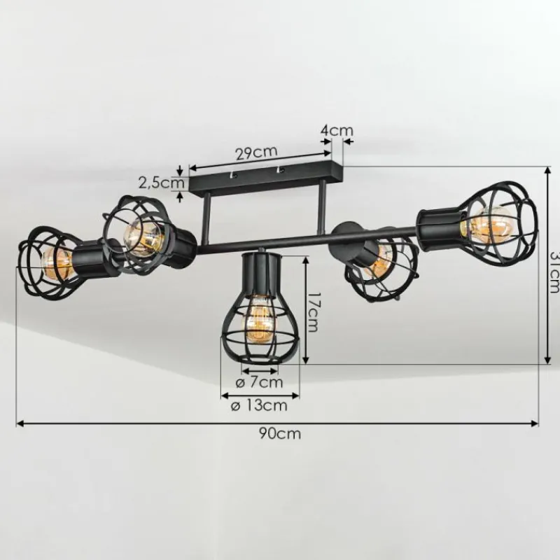 Lampes Industrielles-hofstein Plafonnier Pila Noir, 5 lumières