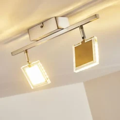 hofstein Plafonnier Piney LED Nickel mat, 2 lumières* Spots Et Projecteurs