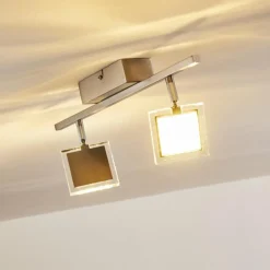hofstein Plafonnier Piney LED Nickel mat, 2 lumières* Spots Et Projecteurs
