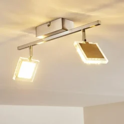 hofstein Plafonnier Piney LED Nickel mat, 2 lumières* Spots Et Projecteurs
