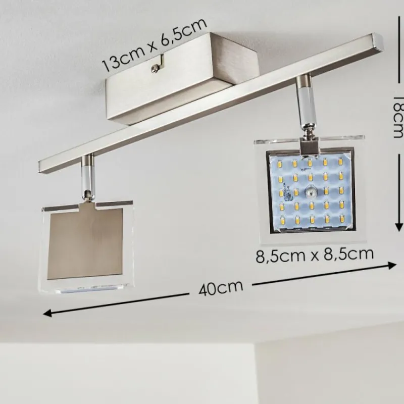 hofstein Plafonnier Piney LED Nickel mat, 2 lumières* Spots Et Projecteurs