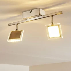 hofstein Plafonnier Piney LED Nickel mat, 2 lumières* Spots Et Projecteurs