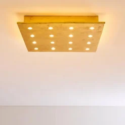 Lampes Dorées-hofstein Plafonnier Pionnat LED Or, 16 lumières