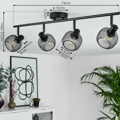 hofstein Plafonnier Pipisu Noir, 4 lumières