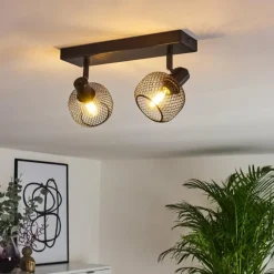 hofstein Plafonnier Pipisu Noir, 2 lumières