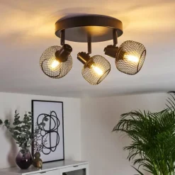 Lampes Vintages & Rétros-hofstein Plafonnier Pipisu Noir, 3 lumières