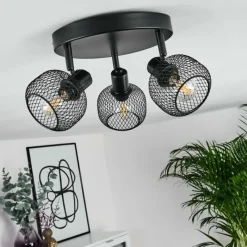 Lampes Vintages & Rétros-hofstein Plafonnier Pipisu Noir, 3 lumières