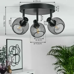 Lampes Vintages & Rétros-hofstein Plafonnier Pipisu Noir, 3 lumières