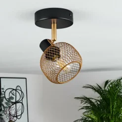 Lampes Dorées-hofstein Plafonnier Pipisu Or, Laiton, Noir, 1 lumière