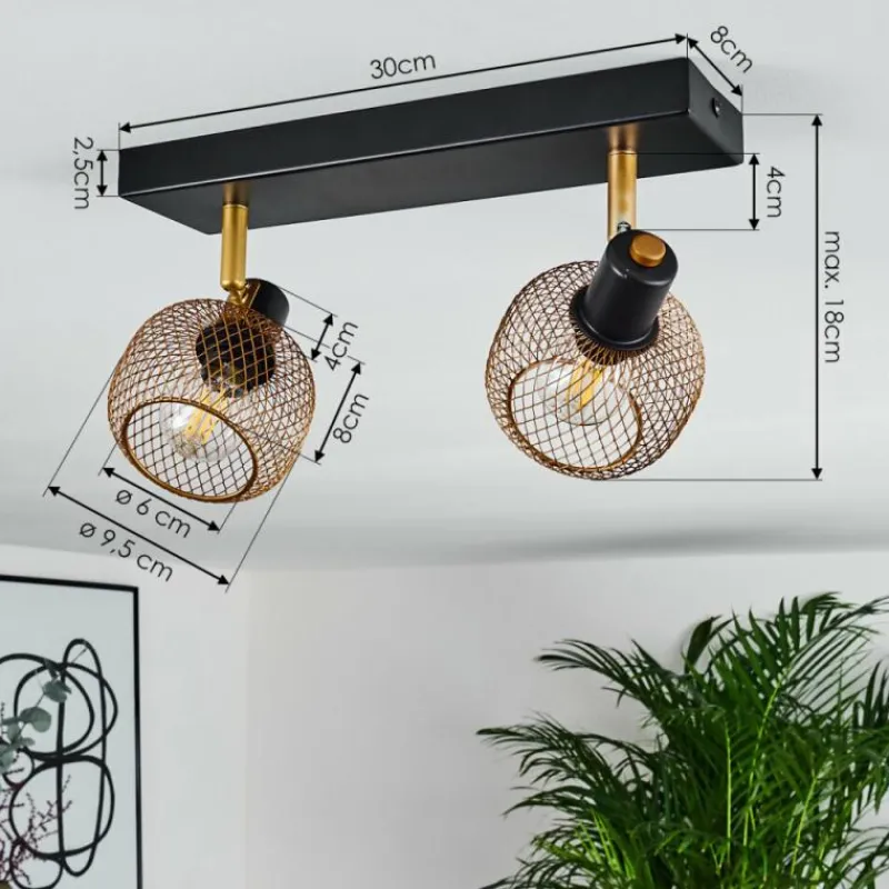 Lampes Dorées-hofstein Plafonnier Pipisu Or, Laiton, Noir, 2 lumières