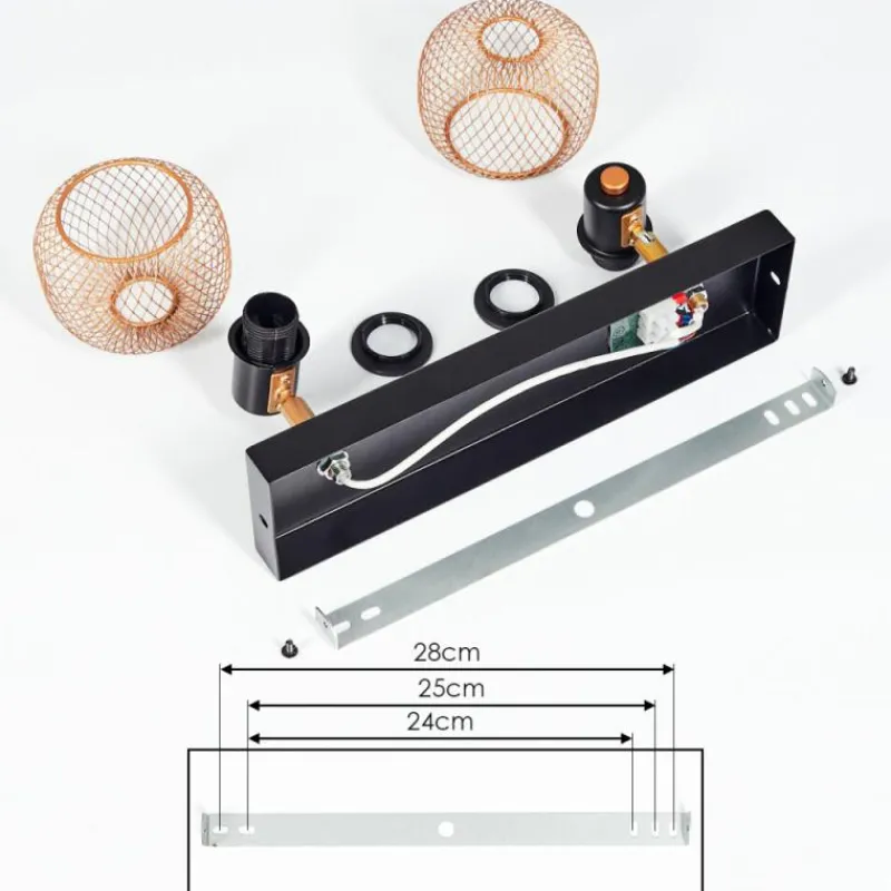 Lampes Dorées-hofstein Plafonnier Pipisu Or, Laiton, Noir, 2 lumières
