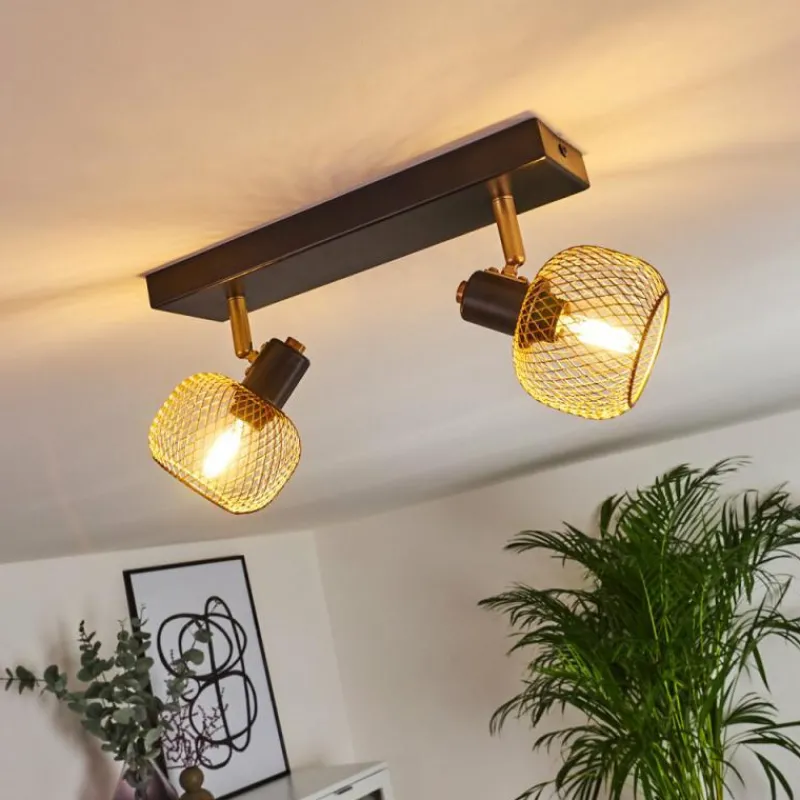 Lampes Dorées-hofstein Plafonnier Pipisu Or, Laiton, Noir, 2 lumières