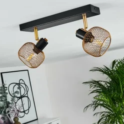 Lampes Dorées-hofstein Plafonnier Pipisu Or, Laiton, Noir, 2 lumières