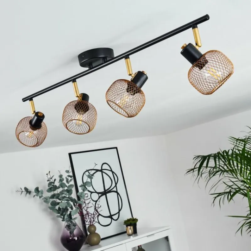 Lampes Dorées-hofstein Plafonnier Pipisu Or, Laiton, Noir, 4 lumières